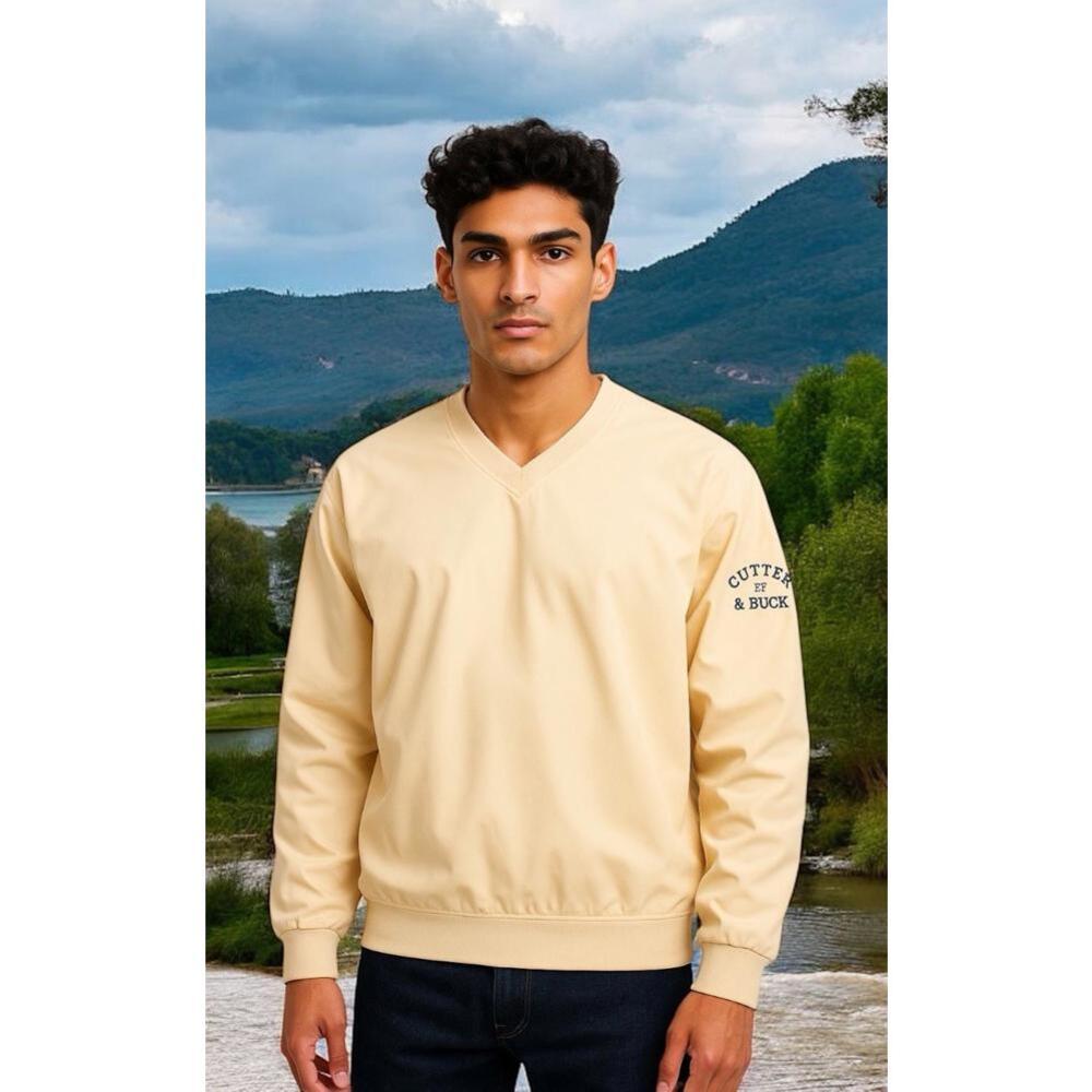 Cutter and Buck Mens Yellow Pullover Windbreaker Jacket Size Large